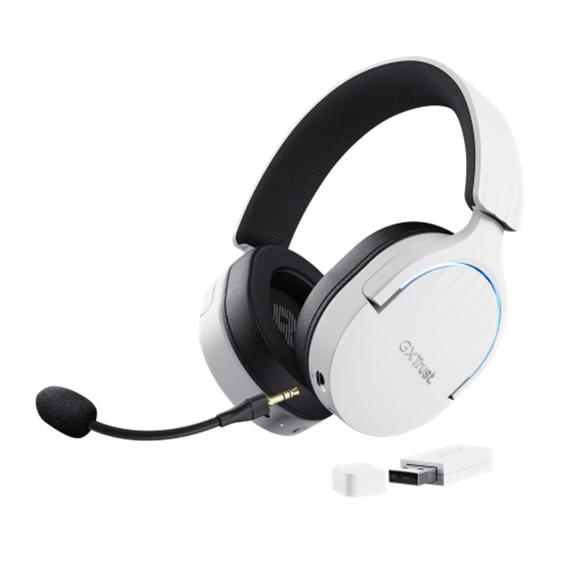 Trust GXT 491W FAYZO Auriculares Inalámbrico y alámbrico Diadema Juego USB Tipo C Bluetooth Negro, Blanco