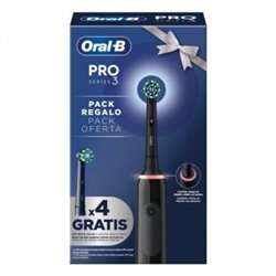 Cepillo Dental Braun Oral-B Series Pro 3 3000/ Incluye 4 Recambios/ Negro