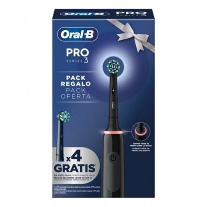 Cepillo Dental Braun Oral-B Series Pro 3 3000/ Incluye 4 Recambios/ Negro