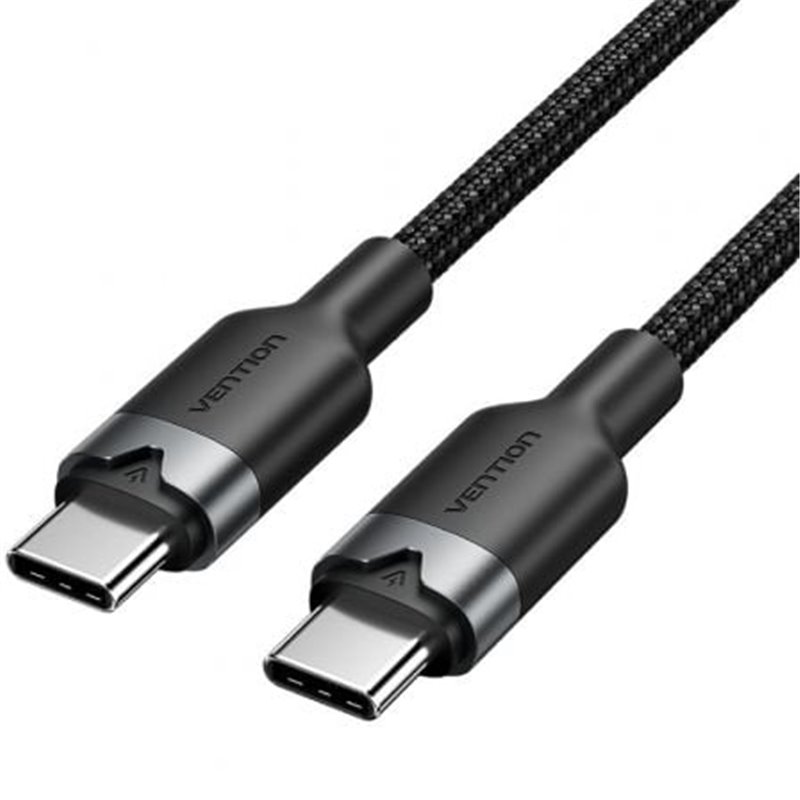 Cable USB 2.0 Tipo-C 3A Vention TRDBH/ USB Tipo-C Macho - USB Tipo-C Macho/ Hasta 60W/ 480Mbps/ 2m/ Negro