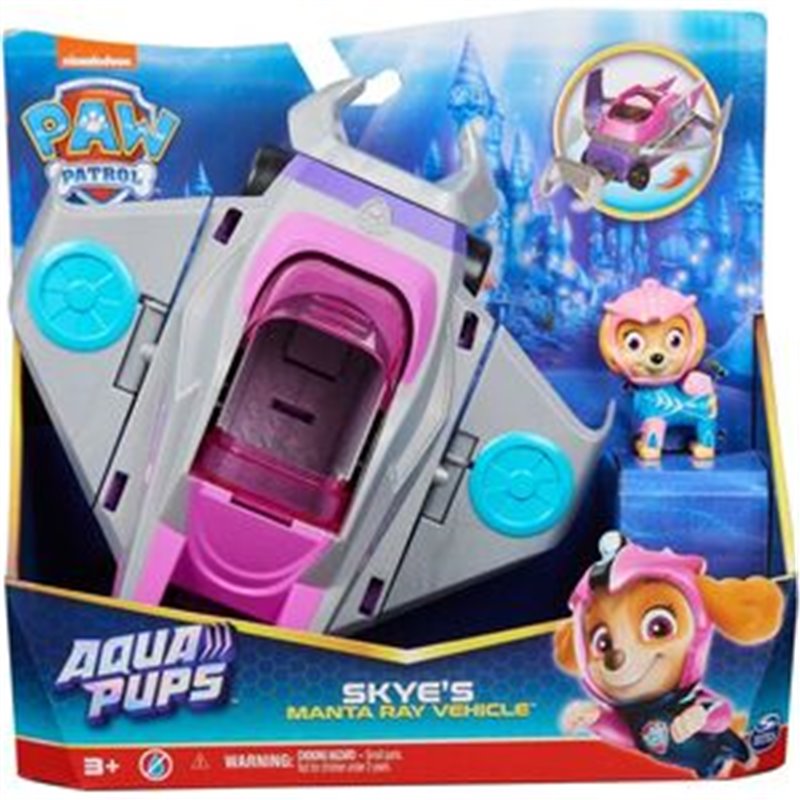 BLISTER 2 FIGURAS SKYE VEHICULOS AQUA PUPS PATRULLA CANINA PAW PATROL