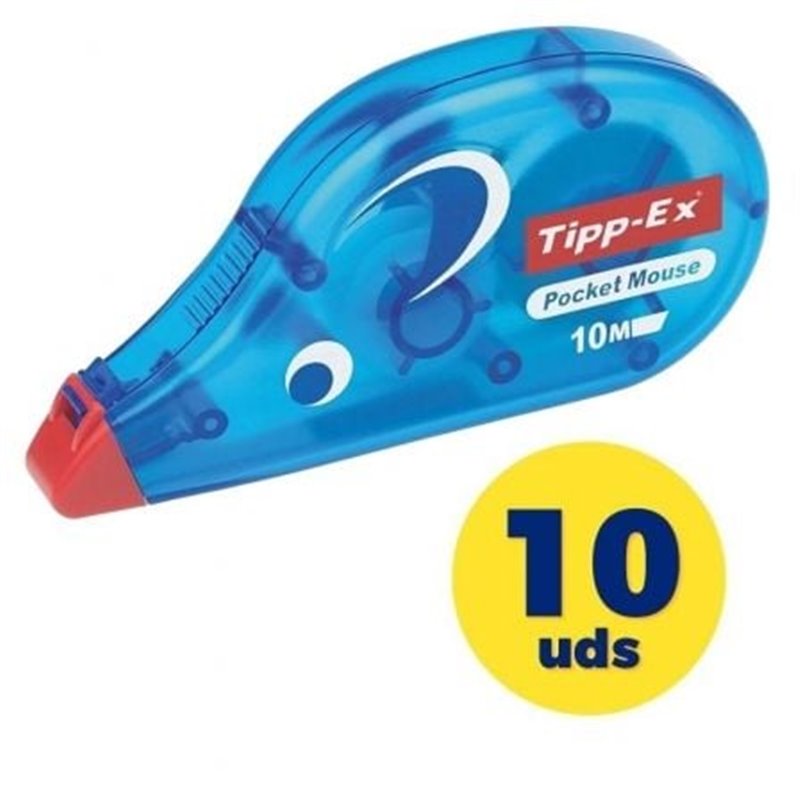 Caja de Correctores de Escritura en Cinta Bic Tipp-Ex Pocket Mouse/ 4.2mm x 10m/ 10 unidades