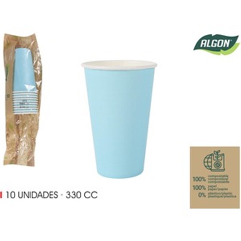 SET-10 VASO CARTON AZUL BABY 330CC ALGON