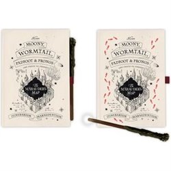 CUADERNO A5 PREMIUM + BOLIGRAFO VARITA MAPA DEL MERODEADOR HARRY POTTER