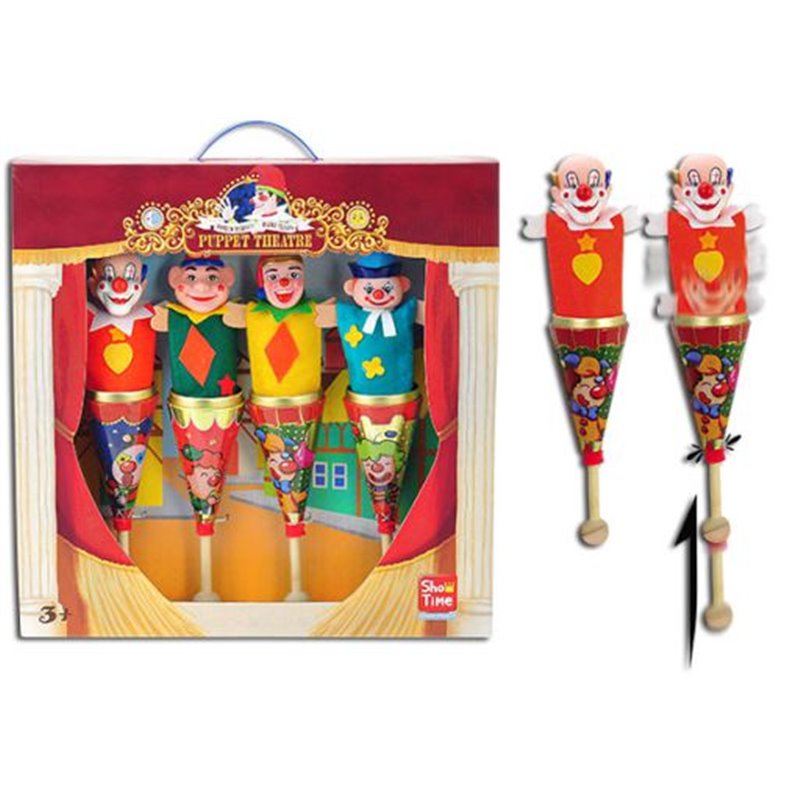 SET 4 MARIONETAS CONO METAL PAYASOS