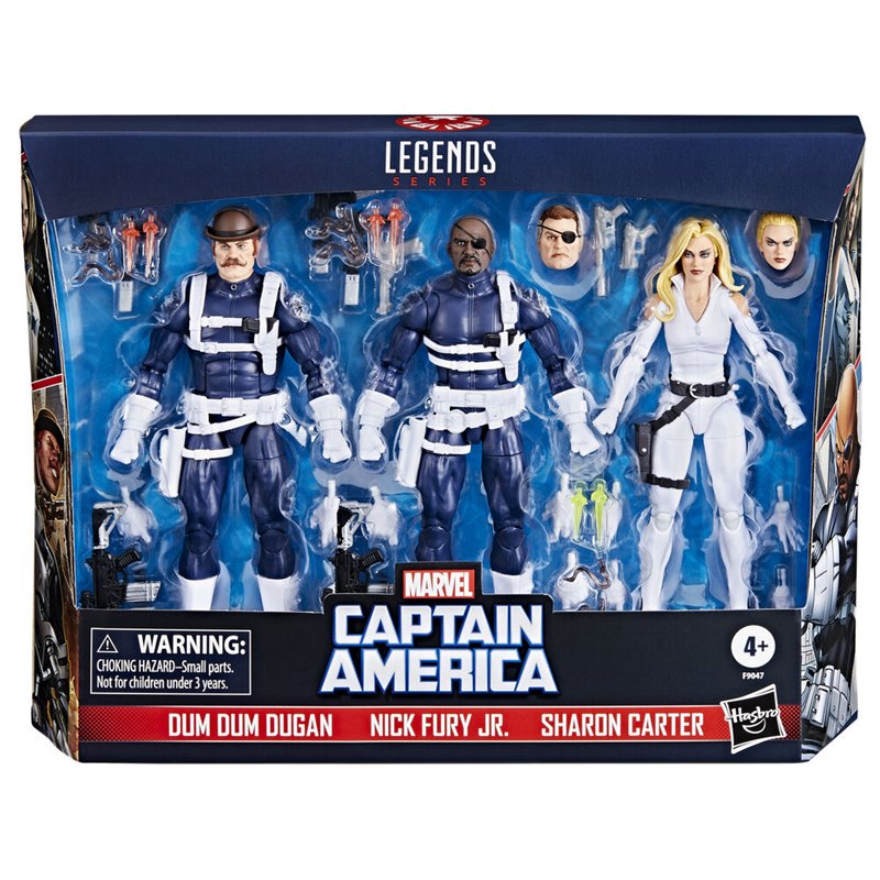 Blister 3 figuras Dum Dum Dugan Nick Fury Jr Sharon Carter Capitan America Marvel Legends Series