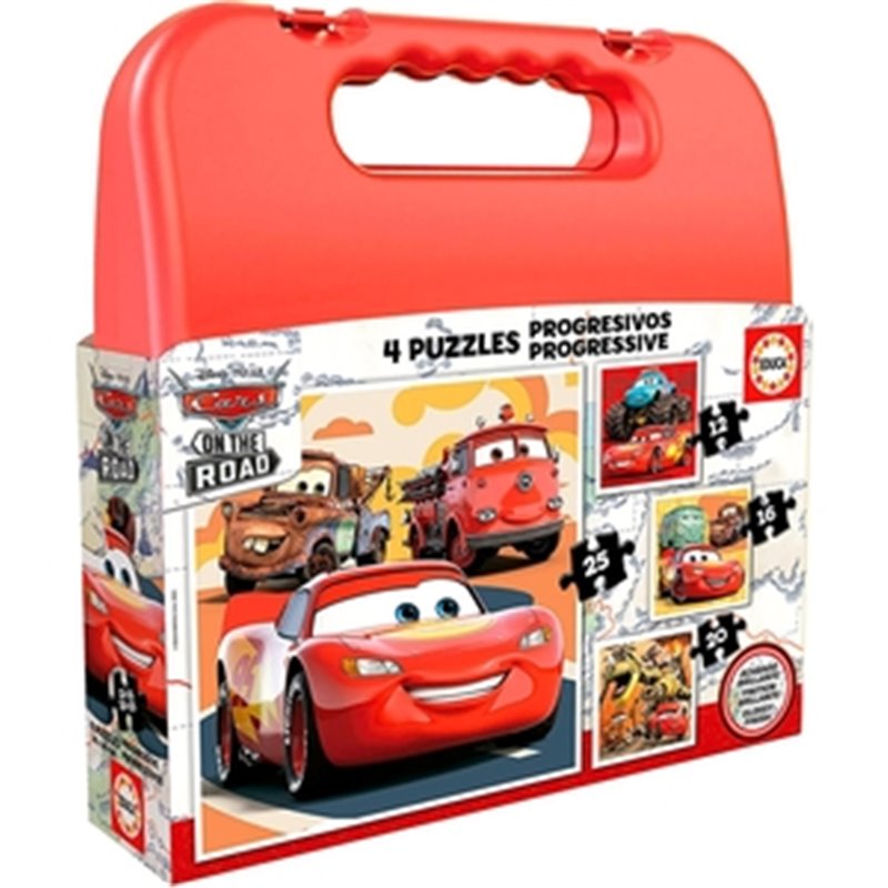 CARS MALETA PUZZLES PROGRESIVOS 12-16-20-25 PIEZAS