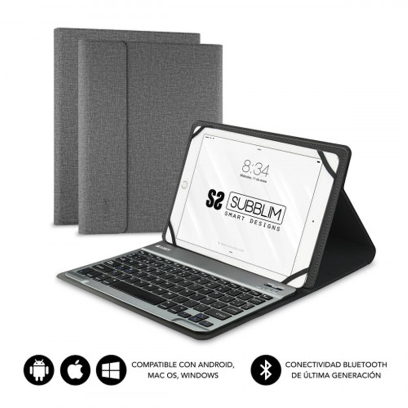 SUBBLIM Funda con Teclado KEYTAB PRO BLUETOOTH 10,1" Grey