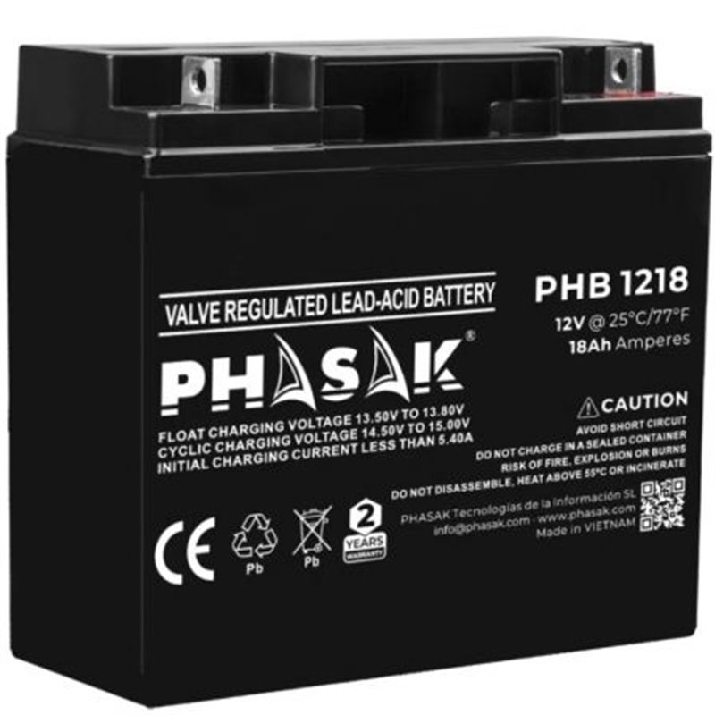 Bater�a Phasak PHB 1218 compatible con SAI/UPS PHASAK seg�n especificaciones