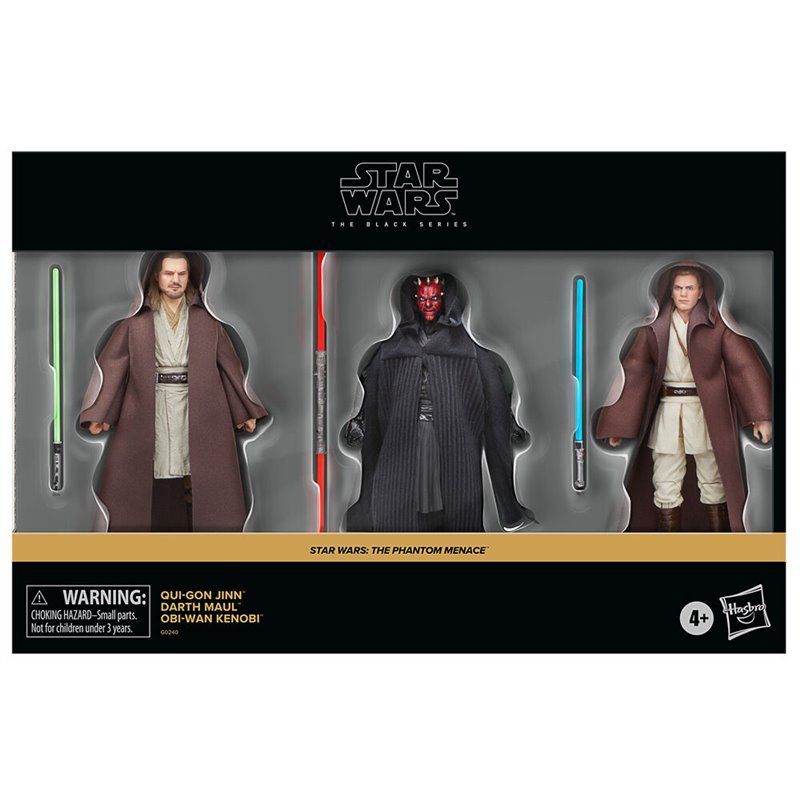 Blister 3 figuras Qui-Go Jinn Darth Maul Obi-Wan Kenobi La Amenaza Fantasma Star Wars 15cm