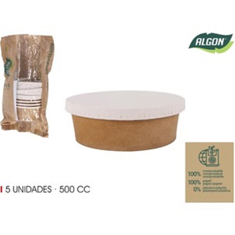 SET-5 ENVASES KRAFT TAPA CARTON 500 ALGON