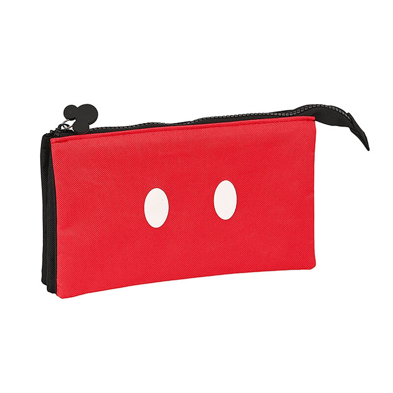 Estuche portatodo Mickey Mouse Mickey Mood negra y roja 3 compartimentos 22 cm