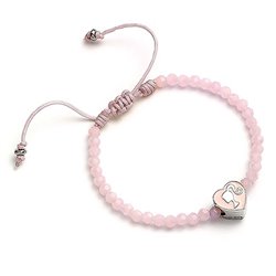 Pulsera de perlas rosas con silueta de Barbie en abalorio de corazón 17 cm