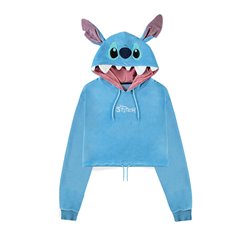 Sudadera crop top Stitch con parches de fieltro L