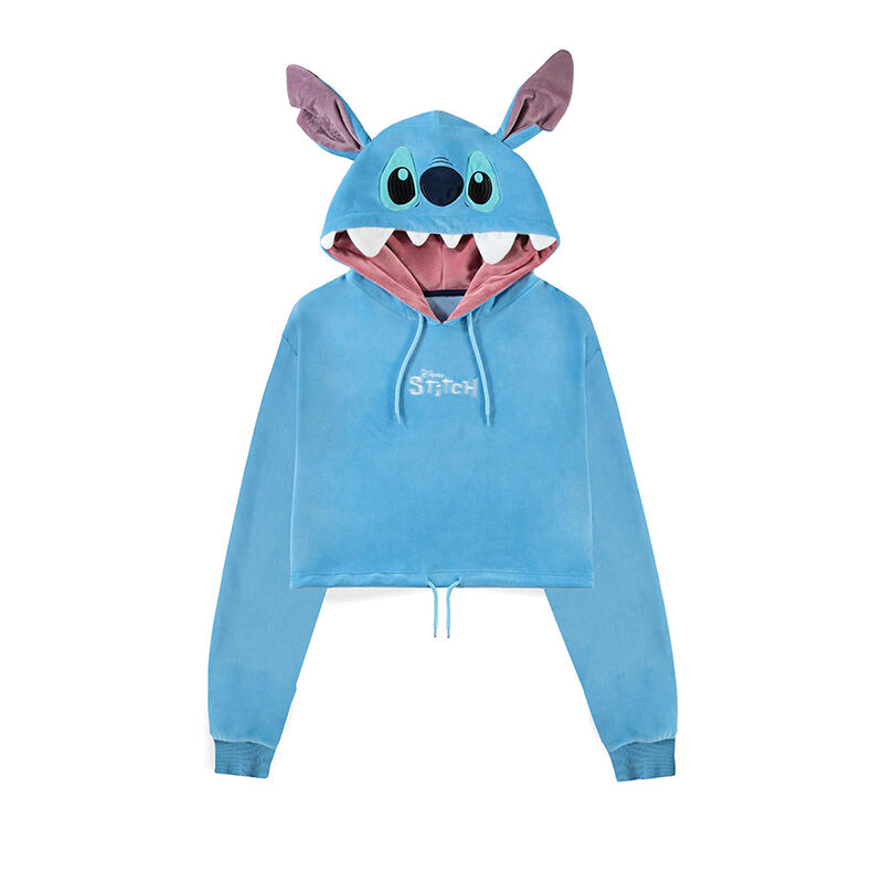 Sudadera crop top Stitch con parches de fieltro L