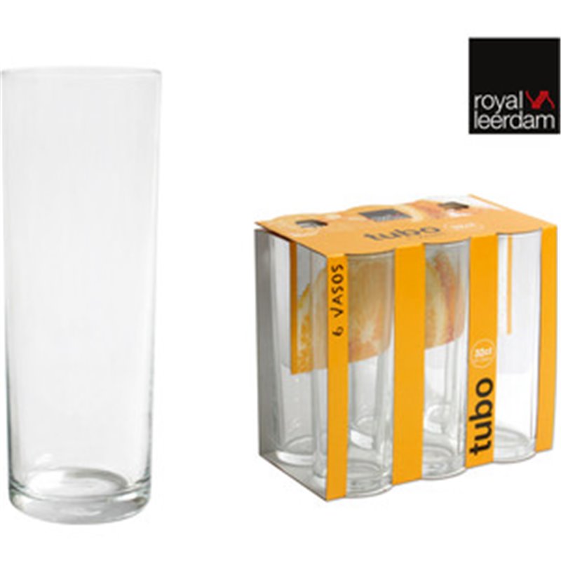 SET 6 VASOS TUBO 32CL ORANGE