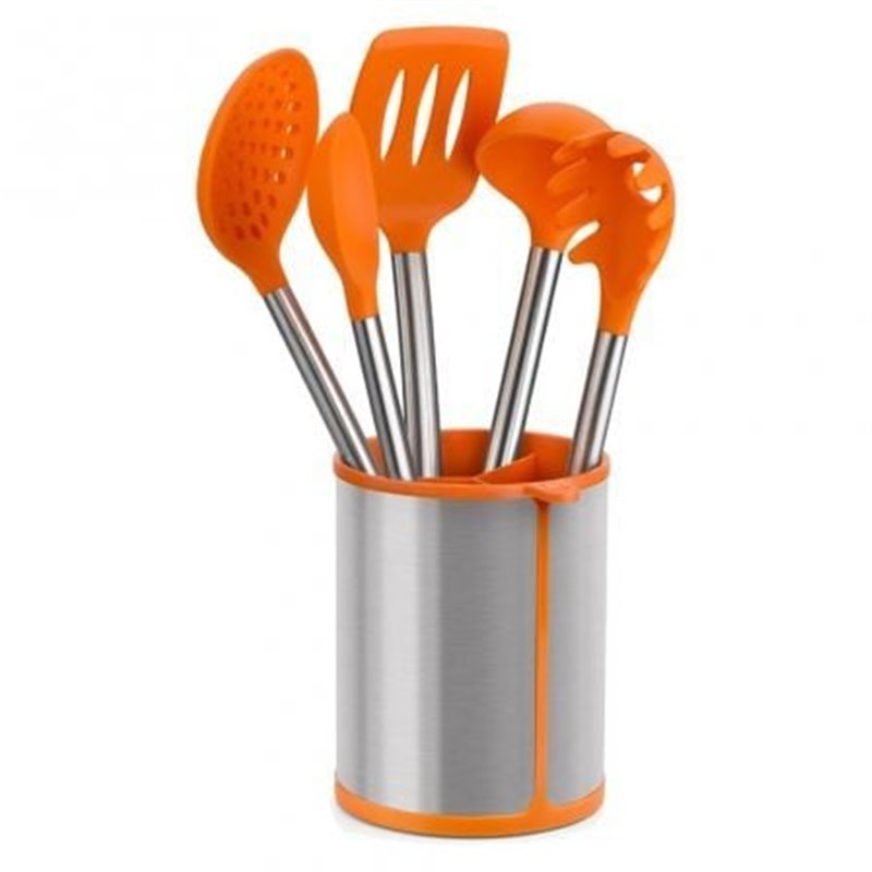 SET 5 UTENSILIOS EFFICIENT BRA A195011 - BOTE PORTA UTENSILIOS - ESP�TULA - CUCHARA PASTA - CAZO - ESPUMADERA - CUCHAR�N