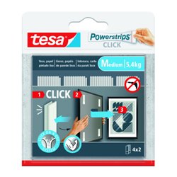 BLISTER TIRAS ADHESIVAS CUELGA OBJETOS POWERSTRIPS CLIK 5,4KG 4 PARES 80x20MM "M" TESA 77721-00001-00