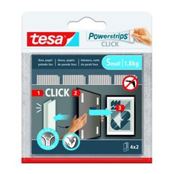 BLISTER TIRAS ADHESIVAS CUELGA OBJETOS POWERSTRIPS CLIK 1,8KG 4 PARES 60X20MM "S" TESA 77720-00001-00