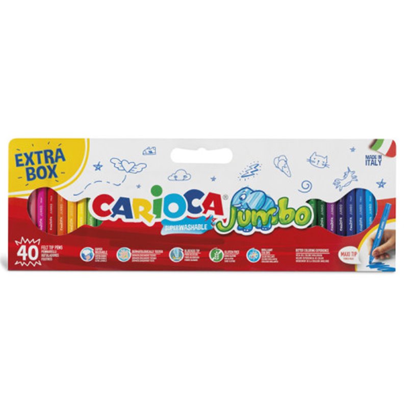 CAJA 40 ROTULADORES JUMBO CARIOCA 41258