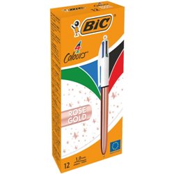 BOLÍGRAFO 4 COLORES PINK GOLD BIC 504894