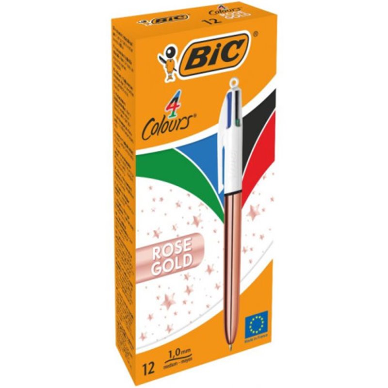 BOLÍGRAFO 4 COLORES PINK GOLD BIC 504894