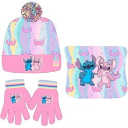 CONJUNTO GORRO GUANTES BRAGA CUELLO STITCH DISNEY