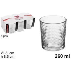 PACK 6 VASOS CRISTAL DIAMANTE 260ML