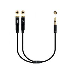 Cable Est�reo Nanocable 10.24.1202/ Jack 3.5 Macho - 2x Jack 3.5 Hembra/ 30cm/ Negro