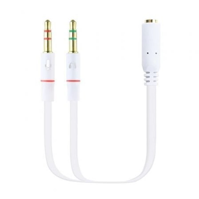 Cable Est�reo Nanocable 10.24.1203/ Jack 3.5 Hembra - 2x Jack 3.5 Macho/ 20cm/ Blanco