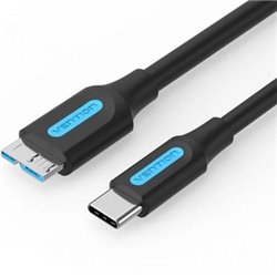 Cable USB 3.0 Vention CQABF/ microUSB Macho - USB Tipo-C Macho/ 5Gbps/ 1m/ Negro