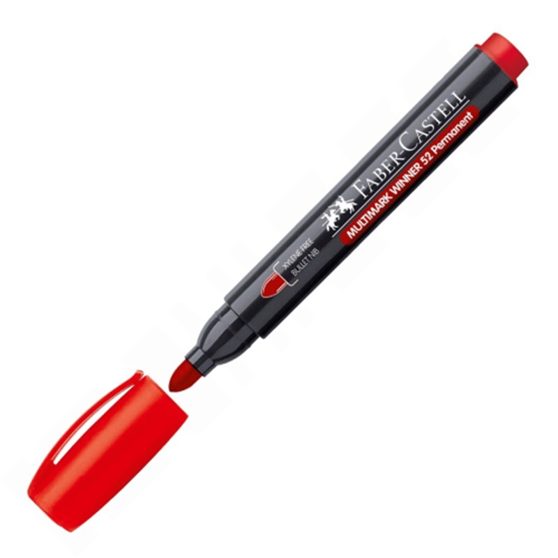 MARCADOR MULTIMARK WINNER 23 ROJO PUNTA CÓNICA Y SIN CLIP FABER CASTELL 453323