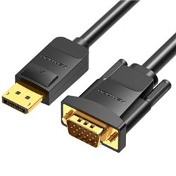 Cable Conversor Vention HBLBI/ VGA Macho - DisplayPort Macho/ 3m/ Negro