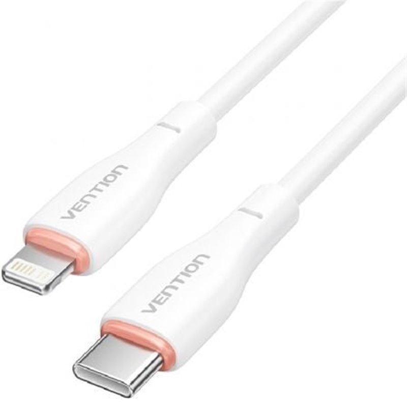 Cable USB Tipo-C Lightning Vention H28WF/ USB Tipo-C Macho - Lightning Macho/ 1m/ Blanco