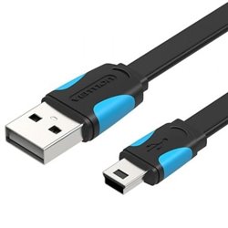 Cable USB 2.0 Vention VAS-A14-B200/ Mini USB Macho - USB Macho/ Hasta 10W/ 480Mbps/ 2m/ Azul y Negro