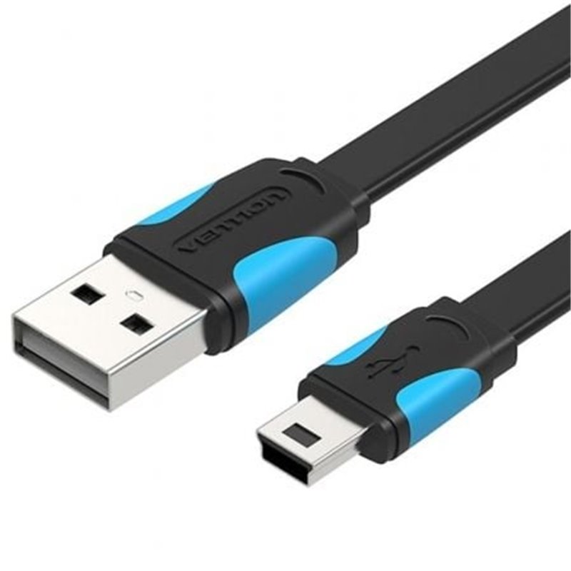 Cable USB 2.0 Vention VAS-A14-B200/ Mini USB Macho - USB Macho/ Hasta 10W/ 480Mbps/ 2m/ Azul y Negro