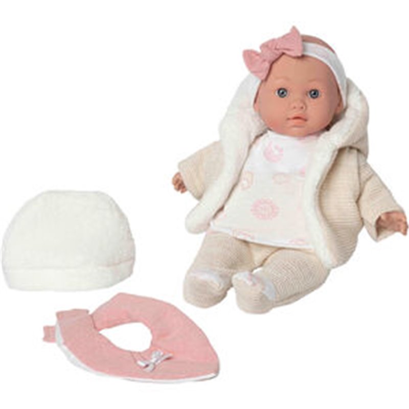 MUÃ±ECA BEBE LARA LLORON BABERO Y GORRO