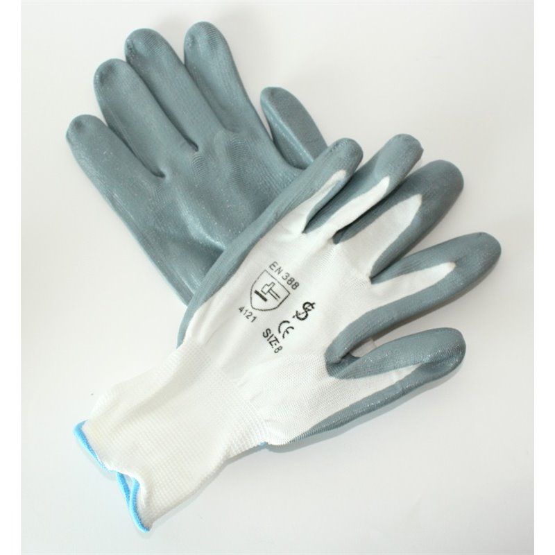 GUANTES TRABAJO BLANCO/GRIS - NYLON ELASTICO