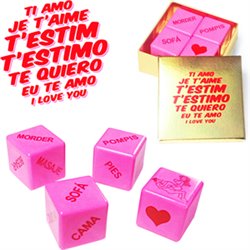 CAJA TE QUIERO IDIOMAS 4 DADOS ROSA