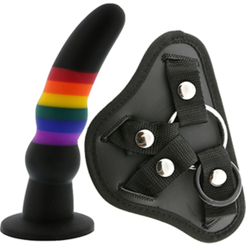 COLOURFUL LOVE STRAP ON SOLID DILDO