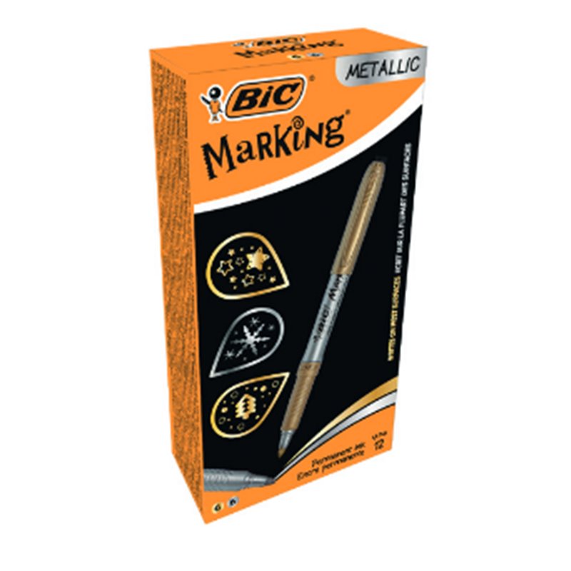 MARCADOR MARKING 1,8MM COLORES ORO Y PLATA METALICOS PERMANENTE BIC 950466