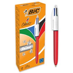 BOLIGRAFO DE 4 COLORES SHINE 1MM CON CUERPO ROJO METÁLICO BIC 982877