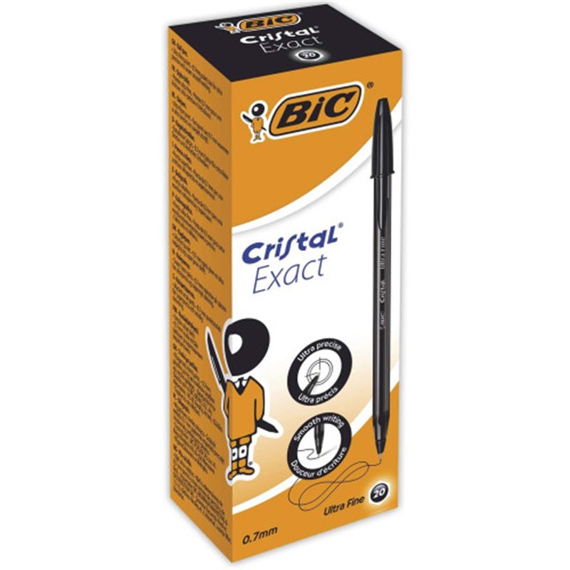 BIC Cristal Exact Negro Bolígrafo Ultrafino 20 pieza(s)