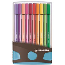 CAJA 20 ROTULADORES PEN 68 COLORPARADE PUNTA 1 MM ANTRACITA/AZUL STABILO 6820-04-04