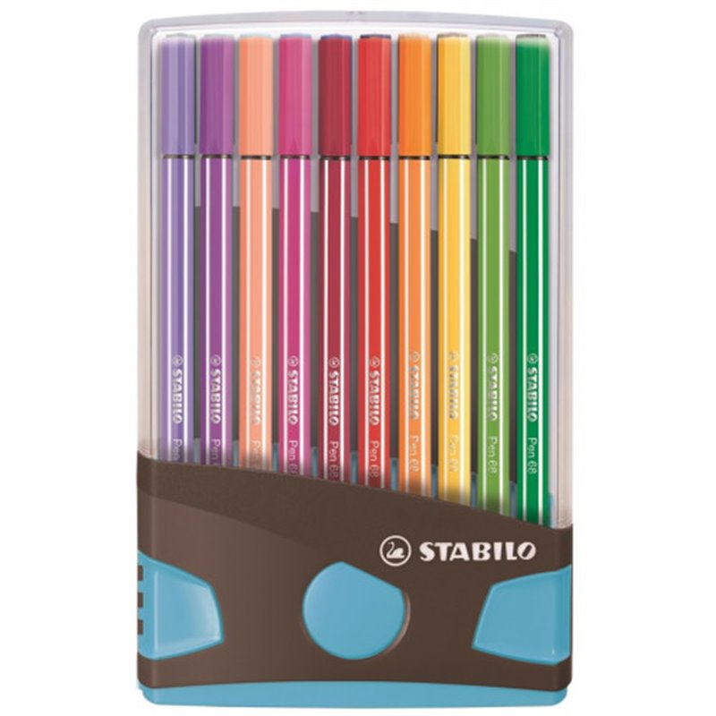 CAJA 20 ROTULADORES PEN 68 COLORPARADE PUNTA 1 MM ANTRACITA/AZUL STABILO 6820-04-04