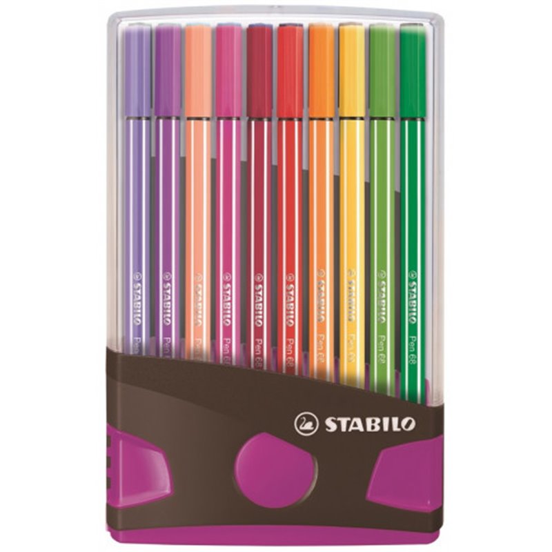 CAJA 20 ROTULADORES PEN 68 COLORPARADE PUNTA 1 MM ANTRACITA/ROSA STABILO 6820-04-03