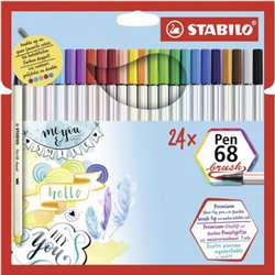 ESTUCHE CARTON 24 UNIDADES ROTULADOR PEN 68 BRUSH COLORES SURTIDOS STABILO 568/24-211