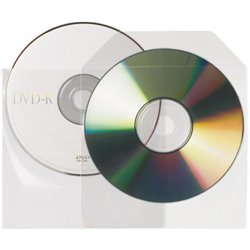 PACK DE 25 FUNDAS CD-DVD PP TRANSPARENTE NO ADHESIVAS CON SOLAPA 3L 10295