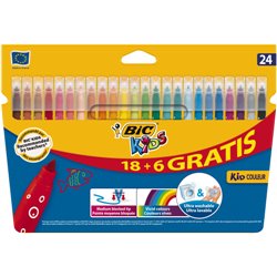 ESTUCHE 24 ROTULADORES ULTRALAVABLES KID COULEUR TRAZO 0,8MM. BIC 9117373