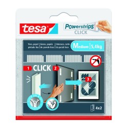 BLISTER TIRAS ADHESIVAS CUELGA OBJETOS POWERSTRIPS CLIK 5,4KG 4 PARES 80x20MM "M" TESA 77721-00001-00